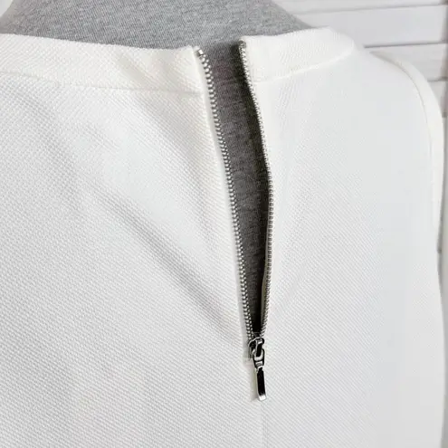 Elle Scallop Hem Pique Knit Sleeveless Tank Top Shirt Ivory White Large