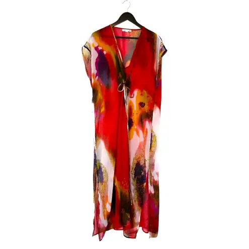 Michael Stars “Pastel Gardens” Abstract Print Sheer Swim Cover Up One Size
