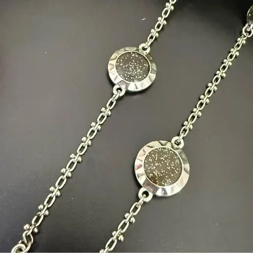 Lia Sophia Silver-tone Molecule Black Sparkly Center Accent 30”Necklace 31g.