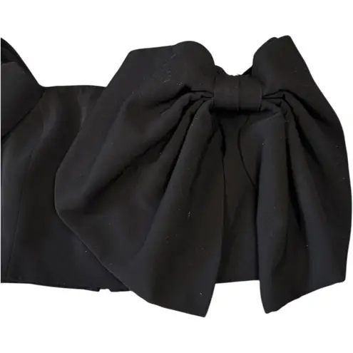 TOCCIN X RTR Puff Bow Sleeve Crop Top Black Taffeta Off