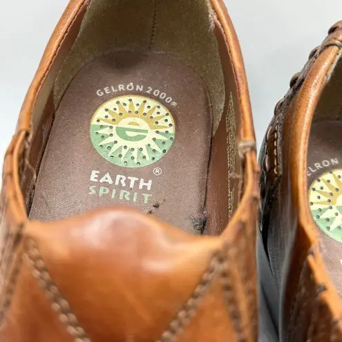 Earth Spirit Cheyenne Western Ankle Boots Brown Leather Pointed Toe Slip On 6.5