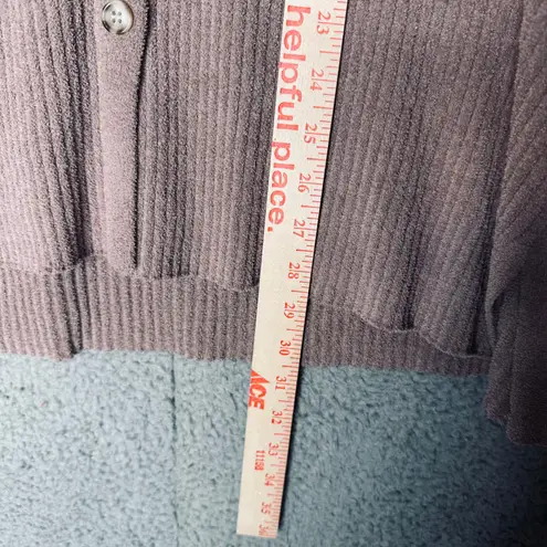 Jason Wu Ribbed Knit Collared Button Front Long Sleeve Women's L Dusty Rose