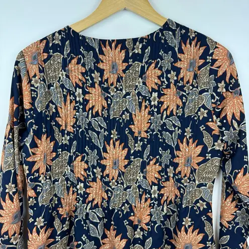 Tularosa  Women Audrey Floral Mini Bell Long Sleeve Dress Navy Orange Sz S | Boho