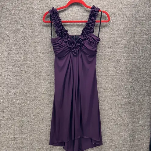 Valerie Bertinelli Y2K Baby Doll Dress Size 6 Purple Berry Ruffle Fairy Whimsigoth Stretchy Knit