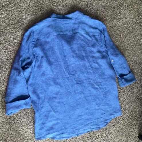 Perry Ellis 100% Linen Blue Button Down Shirt Women’s 3X NWT