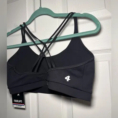 Fourlaps Size Large Vitality Sports Bra Fitness Workout Running Yoga Black