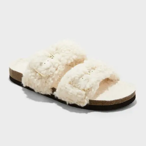 Auden Women's Jane Cream Buckle Slide Slippers Size 8