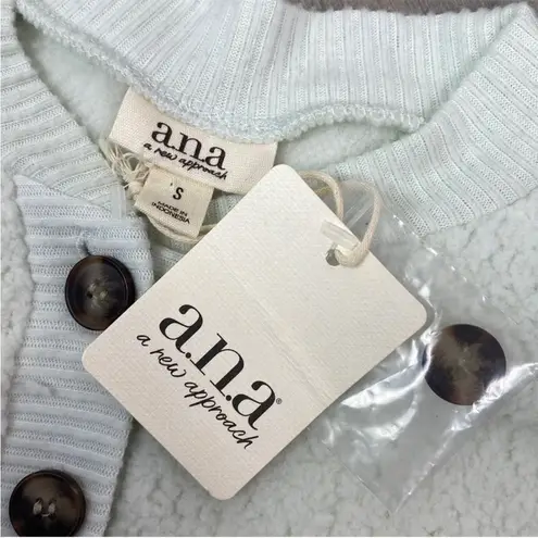 a.n.a . A New Approach Faux Sherpa Henley Pullover Sweatshirt Mint Green Small