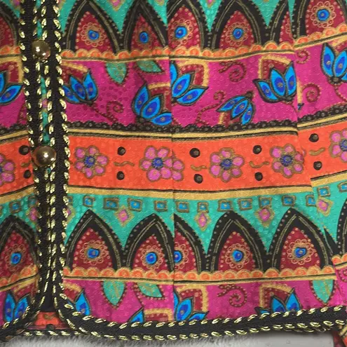 Maggy London Vintage Blouses Art to Wear Multicolor Silk Blazer Blouse Top sz 4