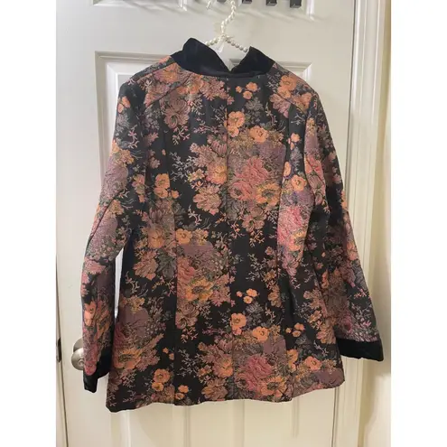 Soft Surroundings Womens Westbury Garden Jacket Jacquard Floral Metallic Size XL