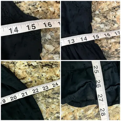 None Black Midi Dress Dark Coquette Cottegecore Goth Swiss Dot M Beach Coastal Boho