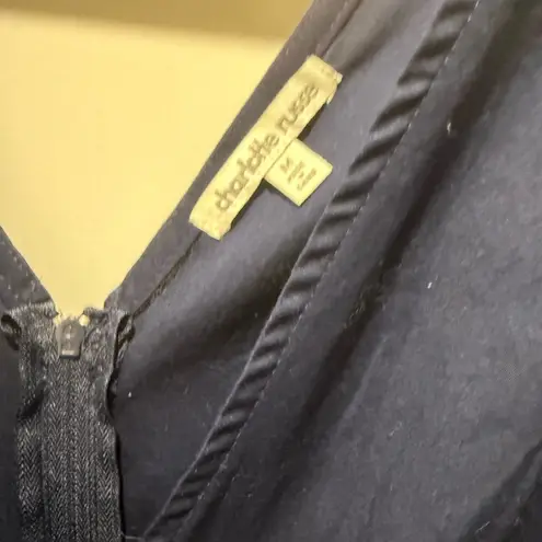 Charlotte Russe NWT  Navy Blue Mini Dress. Attached belt size med. flare bottom