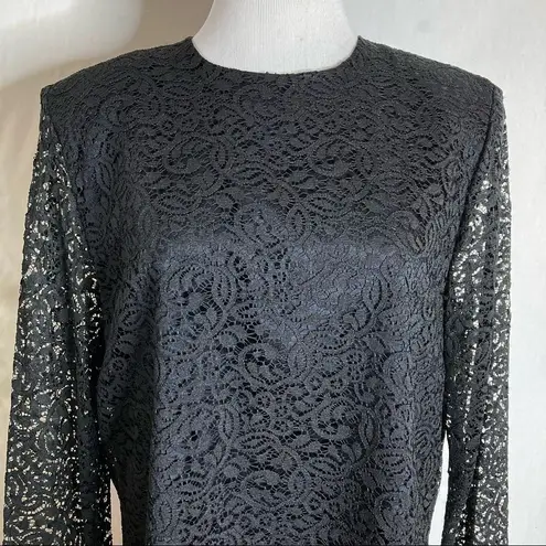 J.Jill Vintage  Black Lace Long Sleeve Top Size 12