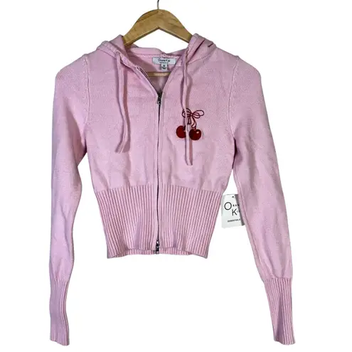 Orange Kiss NWT Cherry Cropped Jacket Womens M Pink Embroidered Y2K Kawaii Girly