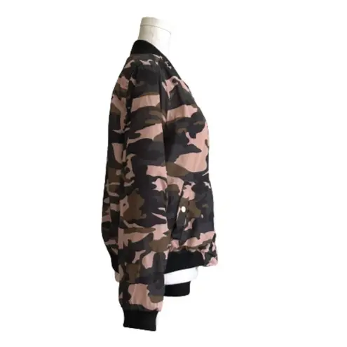 Miss London Jacket Coat Pink Olive Black Quilted Camouflage Bomber Coat Large