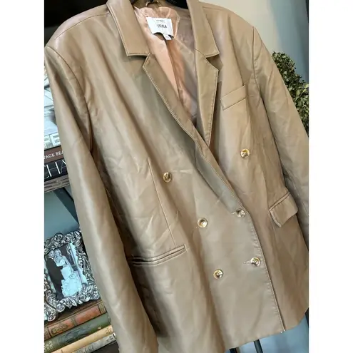 Pistola Roman Oversized Double Breasted Blazer Taupe Womens Size Large