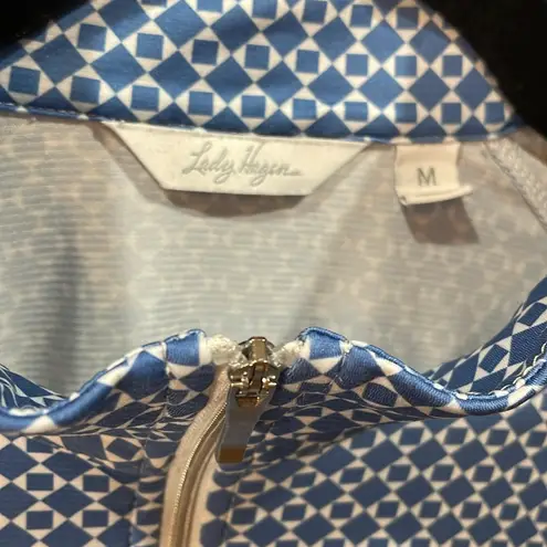 Lady Hagen golf performance top blue white long sleeve golf 3/4 zip size M