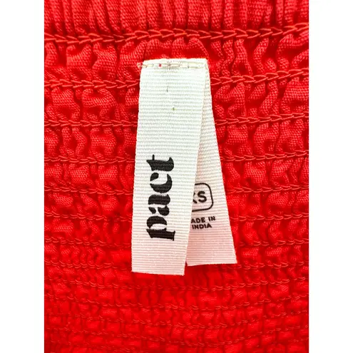 Pact Red Midi Dress XS Sleeveless Square Neck Smocked Back Pockets Casual