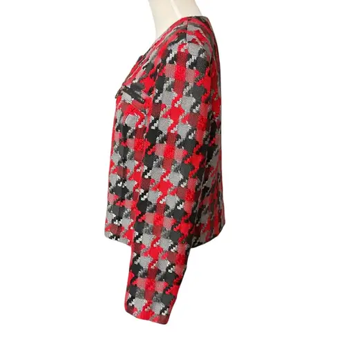 Chadwick's Houndstooth Woven Lined Work Designer Classic Blazer Jacket Size 12