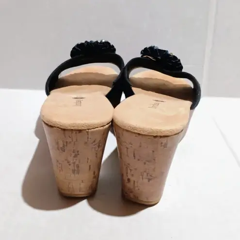 Lindsay Phillips Black Devon Wedge Sandals-Size 7-Interchangeable Clips-Lalita