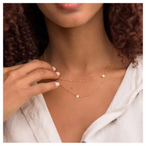 Jennifer Zeuner NEW Double Star Necklace - Gold