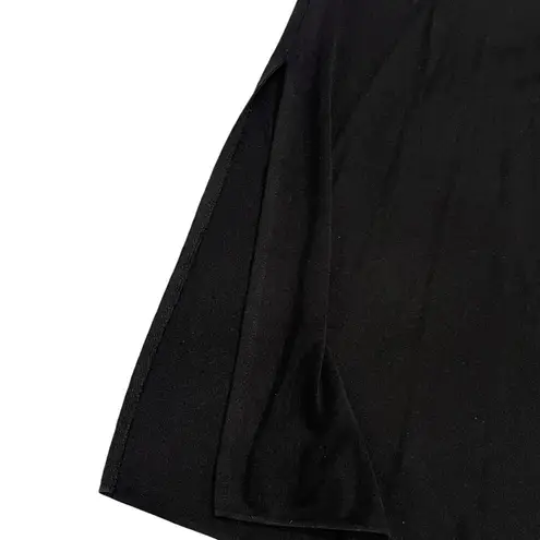 Misook Exclusively Solid Black Stretch Acrylic Knit Side Slit Midi Skirt Small P