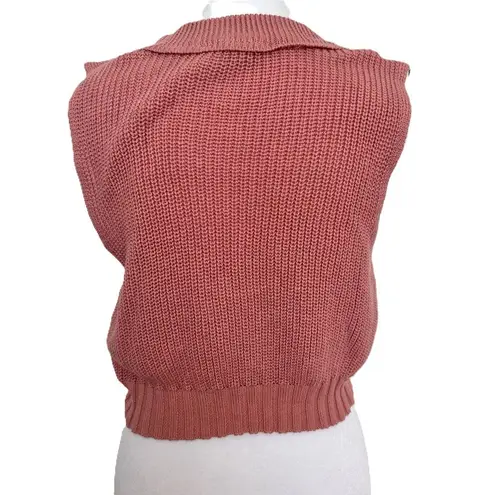 Double Zero Women's Knit Cropped Sweater Vest Pink Size Small Cotton Blend  Brand