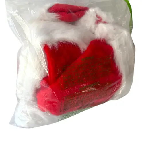 Set of 2 Plush Santa Hats Red & White Faux Fur Trim – Adult Size – New