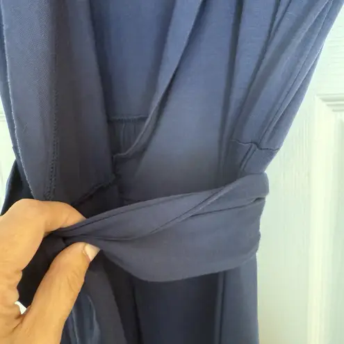 Quince Tencel Jersey Wrap Midi Dress Size XS Navy Blue Work Office Career