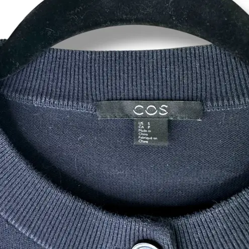 COS Modern Knit Cotton Color-Block Front Pockets Straight Fit Ribbed Cardigan