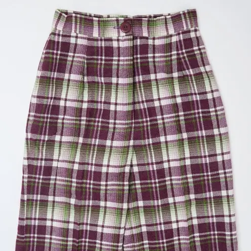 Vintage 70s Sears Purple Plaid Bell Bottom Pants Size 24