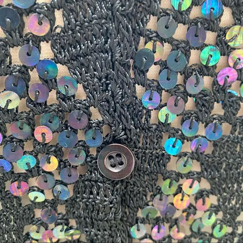 Donna Gray Black Sleeveless Sequin Knit Top Size L