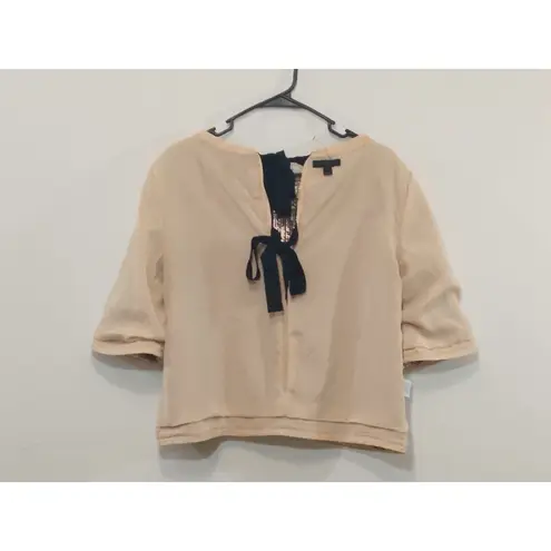 J. Crew Women’s Top Sequin Black Ribbon Zip Back Closure Gold MSRP $148 Size 8