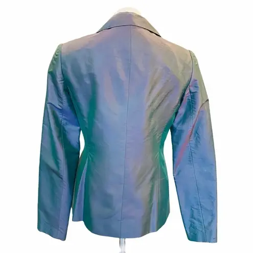 LAFAYETTE 148 Silk Turquoise Shark Skin Blazer 2