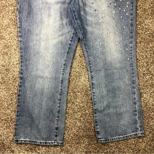 Who What Wear  Women’s Pearls and Studs Embellishments Denim Capris Jeans Size 16