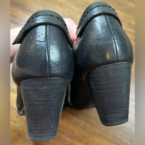 Born Shoes Born Women's Size 9.5 Black Leather W32501 Side Zip Ankle Boot Heeled Shoes