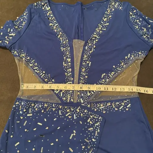 Women’s Blue Sparkly Long Sleeve V