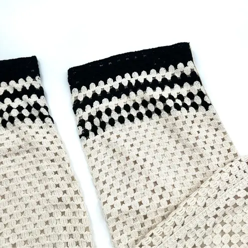 Ultra Pink Cream & Black Crochet Knit High Rise Lined Pants