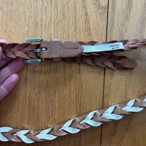 Fossil  Women's Braided Leather belt Two Tone Brown Size Small - Image 3