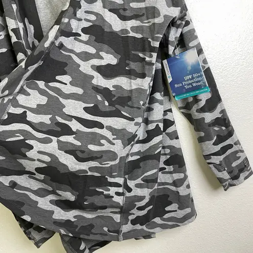 Coolibar Camo Lumaleo Sun Wrap Womens XL Gray Cardigan Open Outdoors Beach NWT