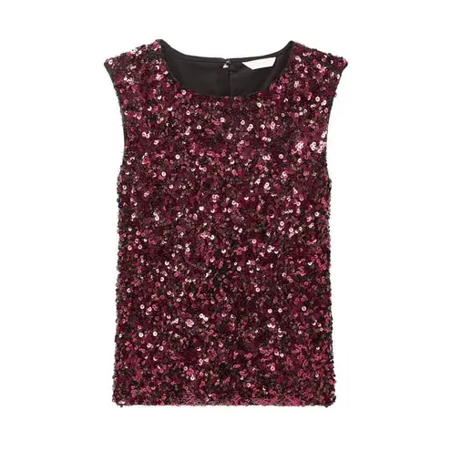 Rebecca Taylor New. plum stretch sequin top.