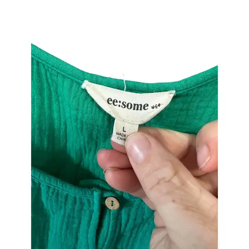 ee:some ee some green gauze tiered mini dress boho casual