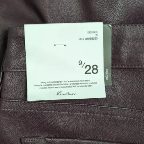 NWT KanCan Yoko Mid Rise Faux Leather Bootcut Pants Burgundy Flare Pants 9/28 Brown