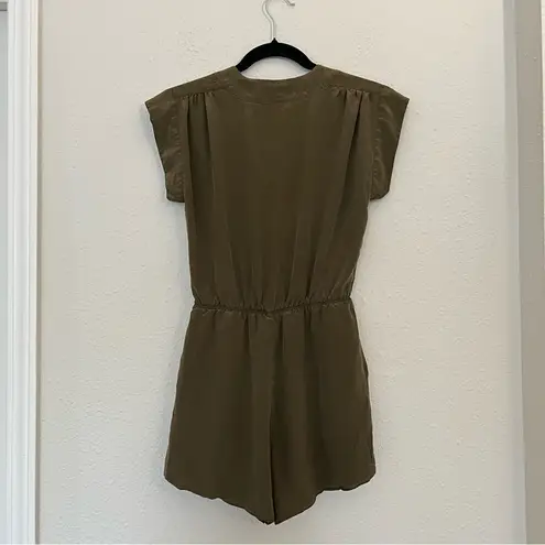 Babaton Aritzia Corbett Olive Green Silk Romper Size XS