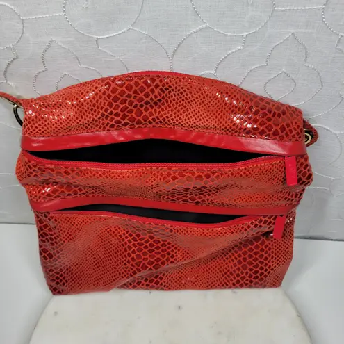 Bags by Pinky Red Patent leather Snakeskin Reptile Convertible Shoulder Bag