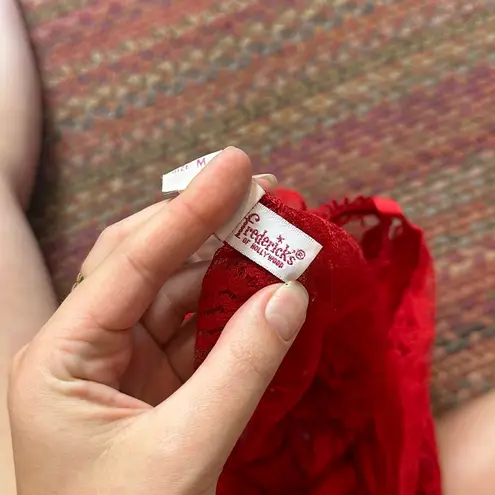 Frederick's of Hollywood VTG RED LACE BUSTIER SEXY LINGERIE BODYSUIT