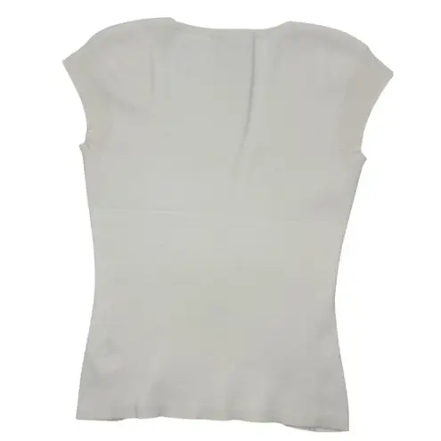 Club Monaco Womens Ivory Knit Scoop Neck Short Sleeve Top Size S