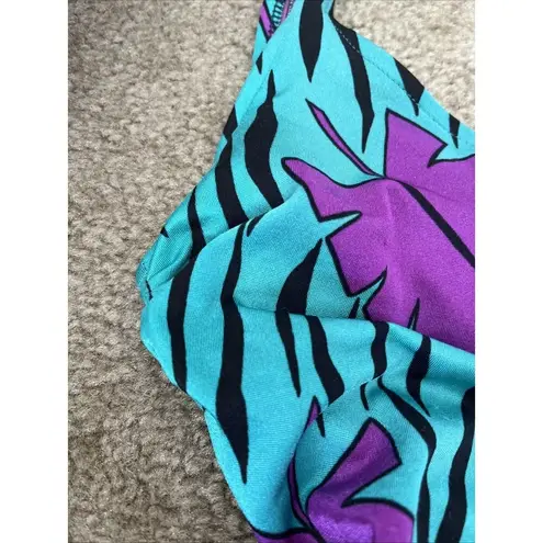 Vintage Rose Marie Reid Retro Green Black Purple Floral Swimsuit USA Made 10