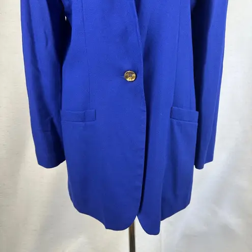 Vintage Casual Corner Royal Blue Blazer Gold Button Career Office Womens 10