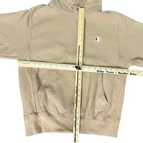 Champion Vintage  Reverse Weave Tan Beige Khaki Hoodie Sweatshirt size S